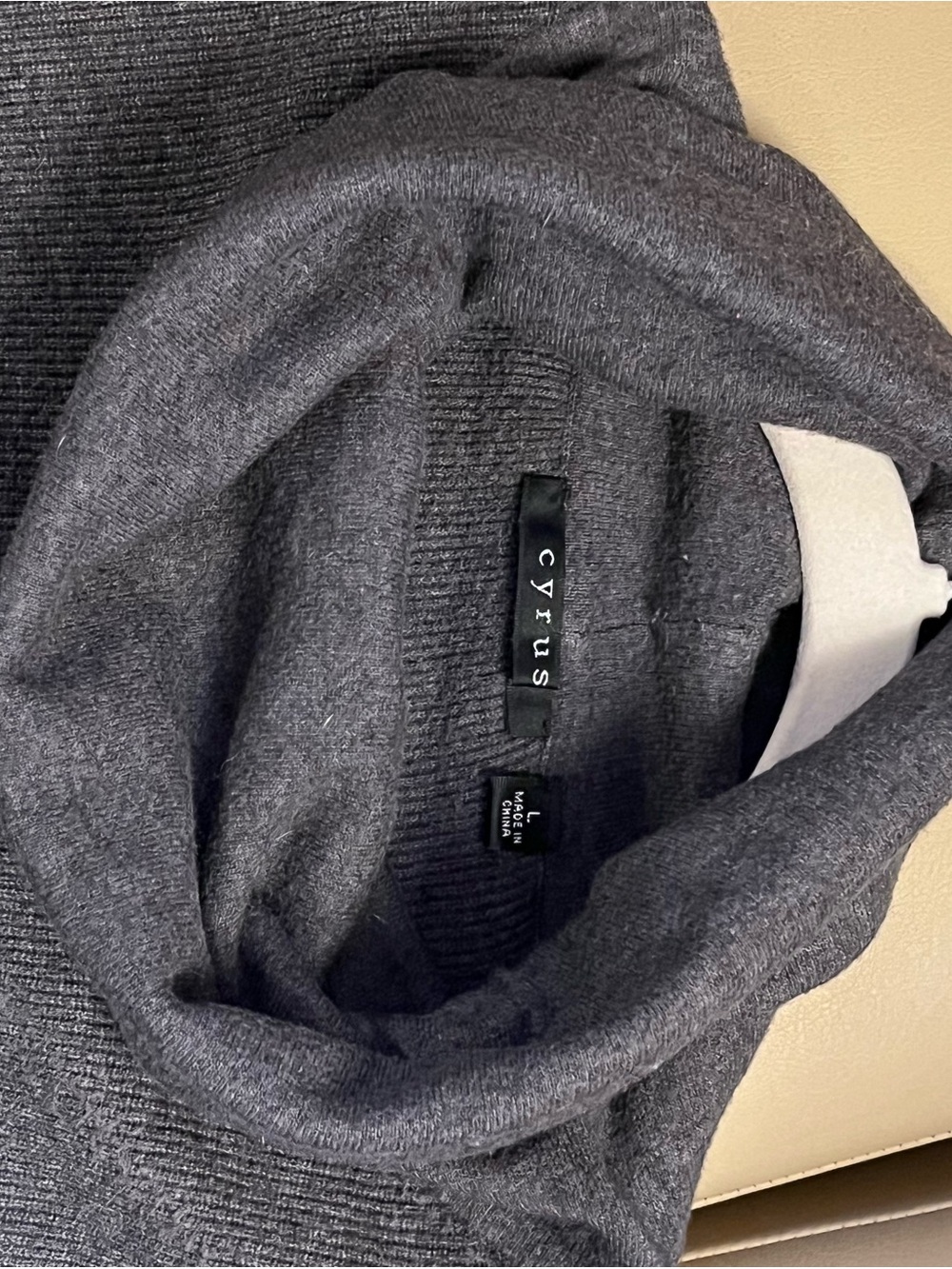 Cyrus Women’s Charcoal Gray Cowl Turtleneck Sweater